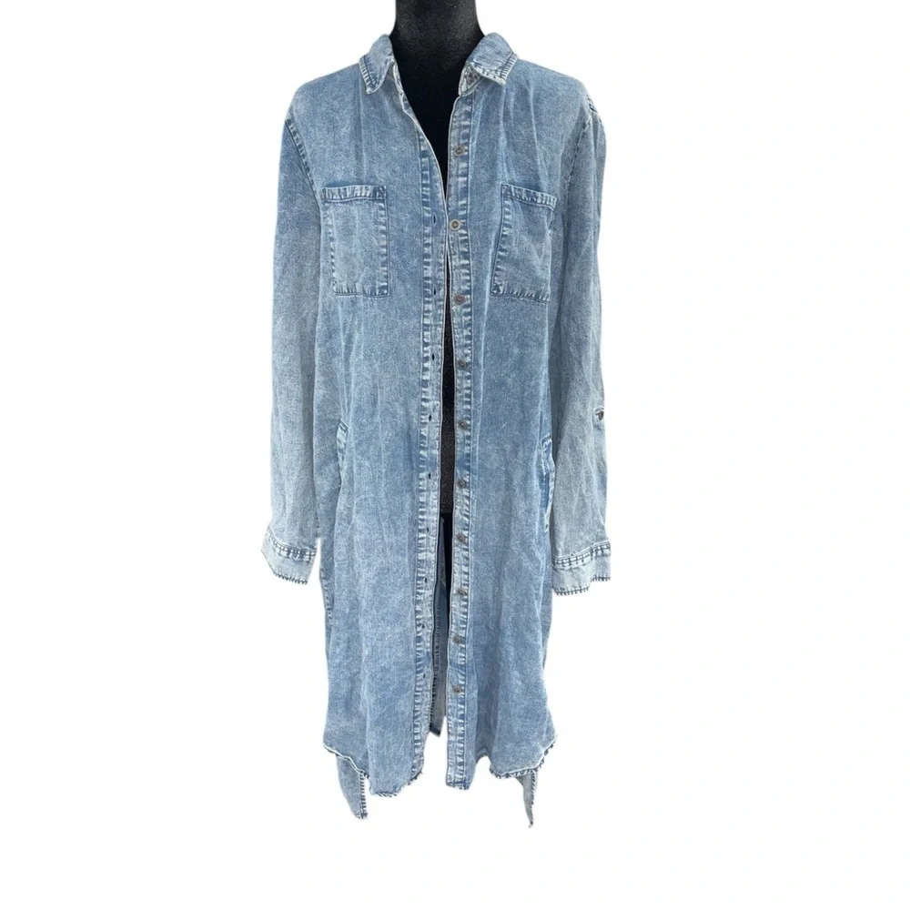 66. Women Denim Midi Dress Size Large - Picture 1 of 3